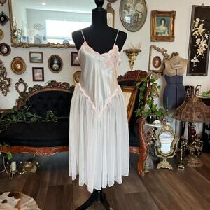 Victoria's Secret Vintage gold tag white pink slip dress lingerie